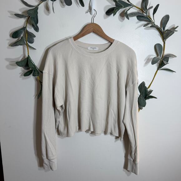 perfectwhitetee Tops - Perfect White Tee Taupe Waffle Long Sleeve